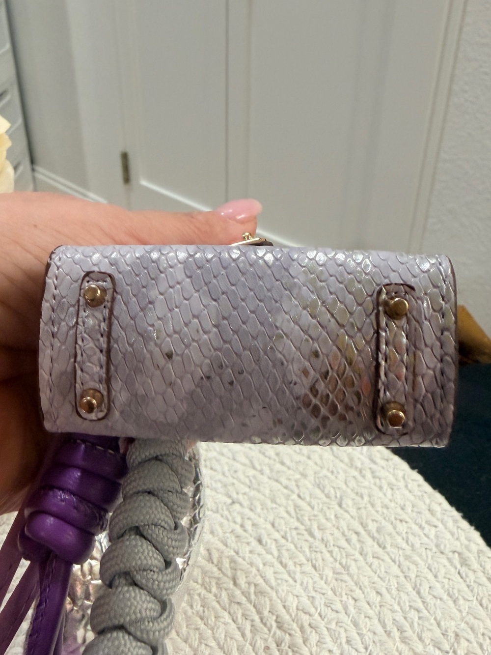 Mini Purple fashion Bag & Studded Pony Charm Set with Silver Puffy Heart Charm - Picture 5 of 8